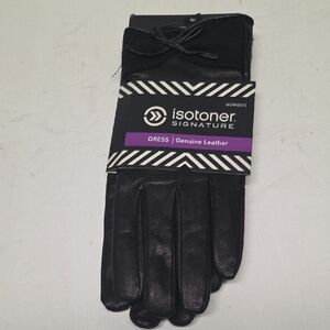 Isotoner Women's Leather Gloves - Black